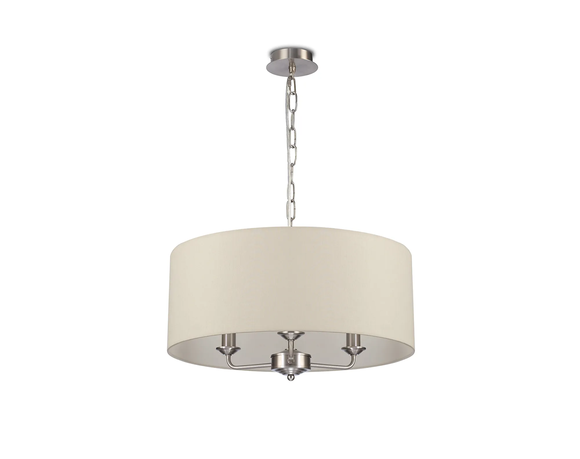 Banyan 50cm 3 Light Pendant Satin Nickel, Ivory Pearl/White DK0075  Deco Banyan SN IV
